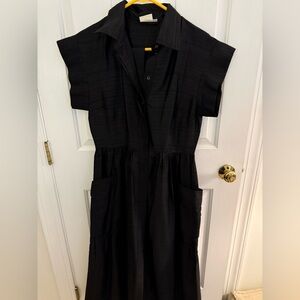 Julia Amory Black Short Sleeve Button-Up Betty dress